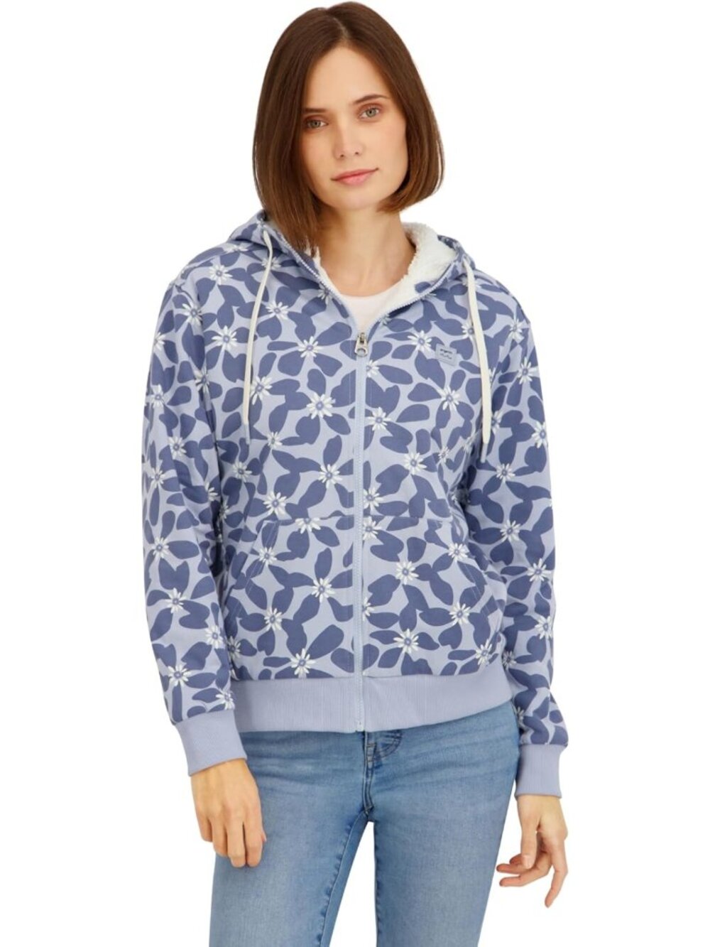 Cozy Oversized Sherpa Lined Hoodie Jacket for Women - Full Zip, Warm & Stylish